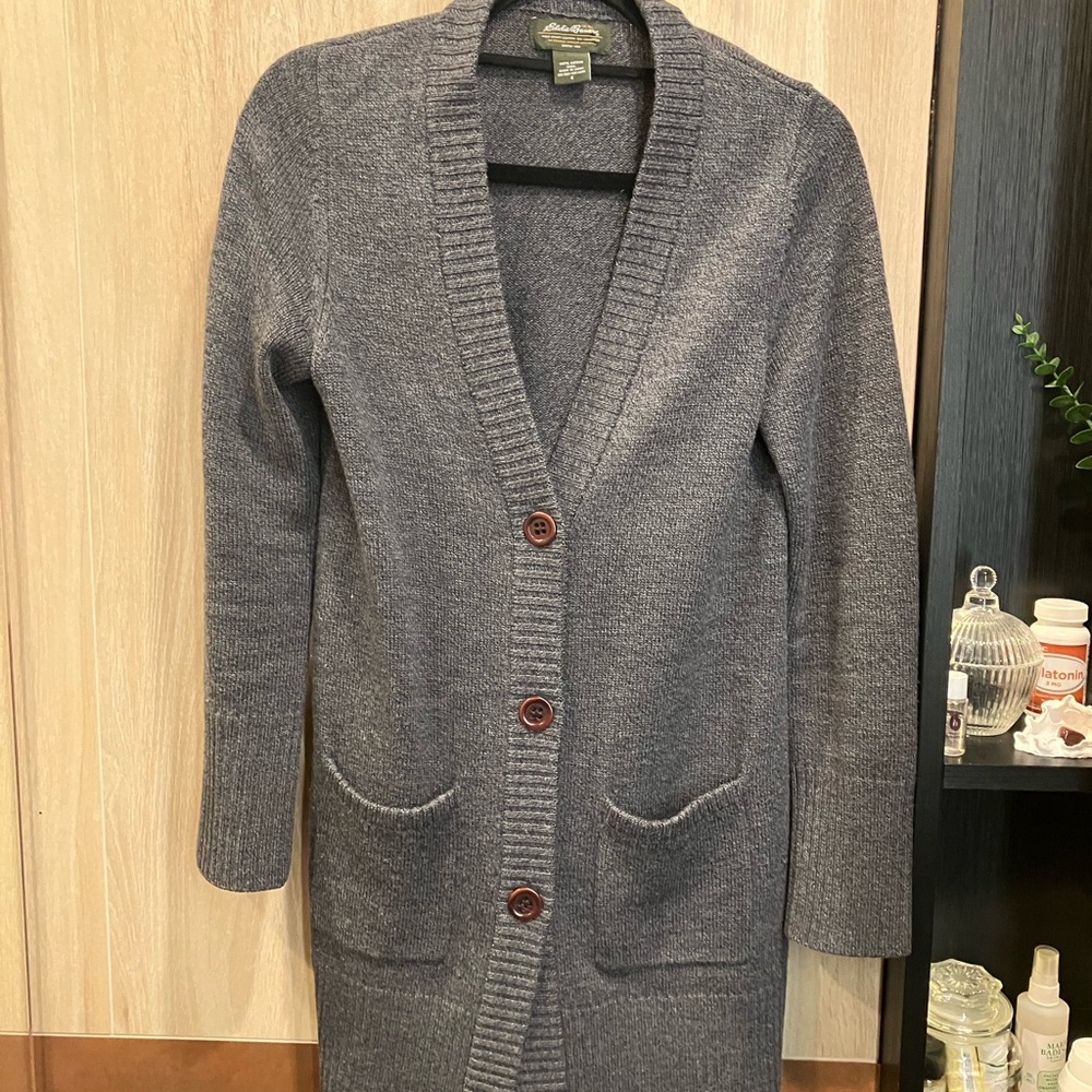 Gray Button-Up Cardigan Sweater